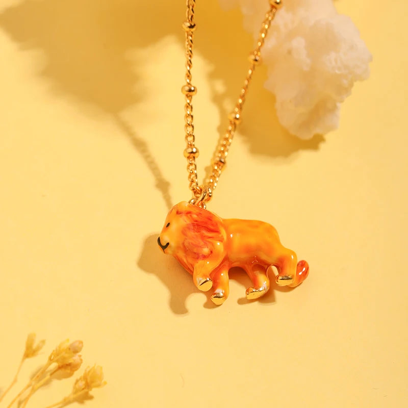 Enamel Lion Necklace