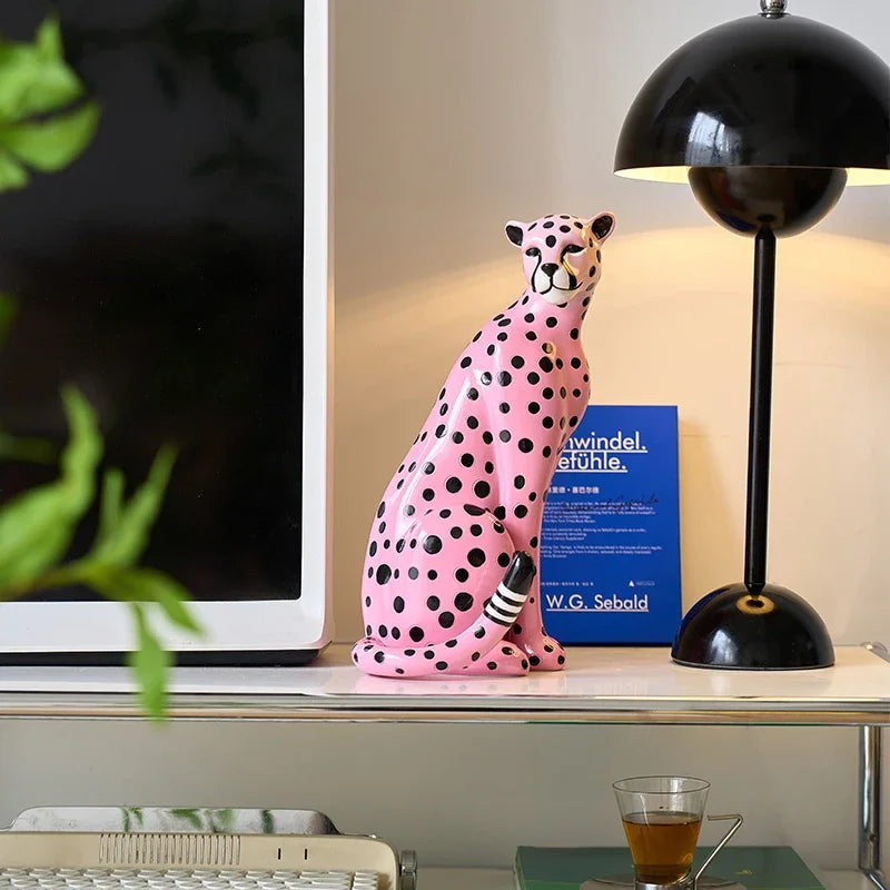 Pink Leopard Sculpture