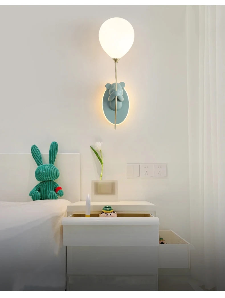 Bear Holding Balloon Wall Light