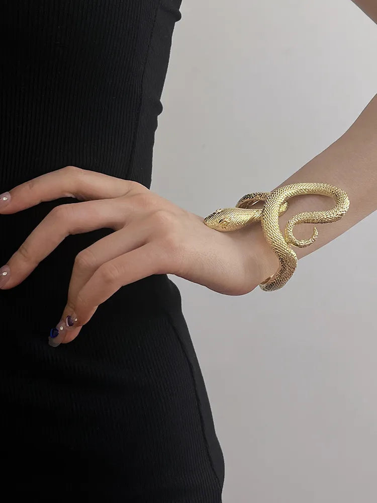 Textured Snake Open Bracelet - Floral Fawna
