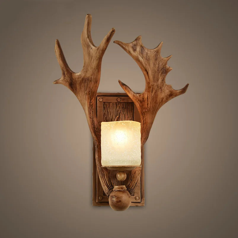 Rustic Antler Wall Sconce - Floral Fawna