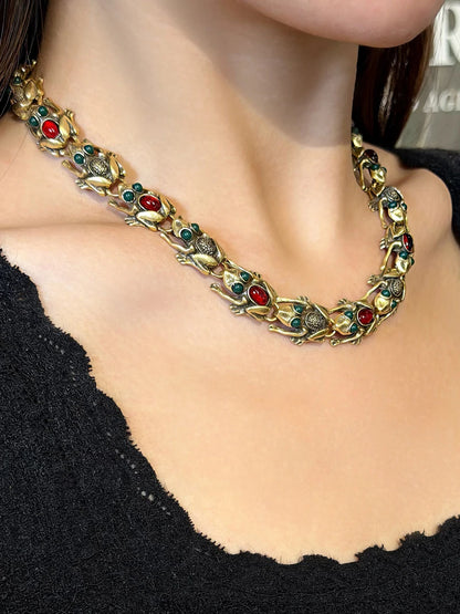 18K Gold Frog Plated Necklace