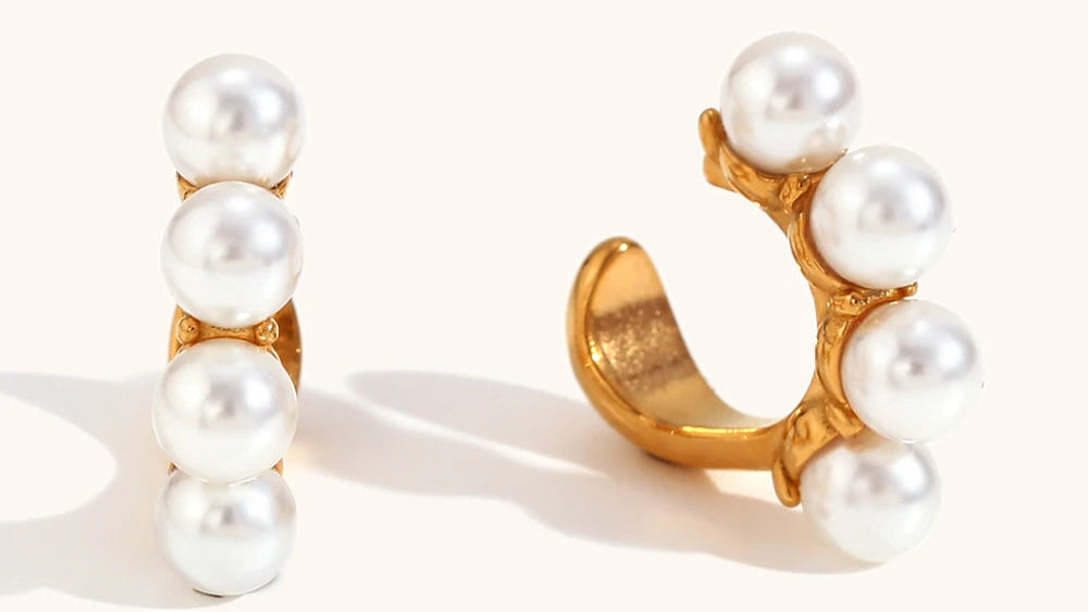 18K Gold Plated Pearl Ear Clips