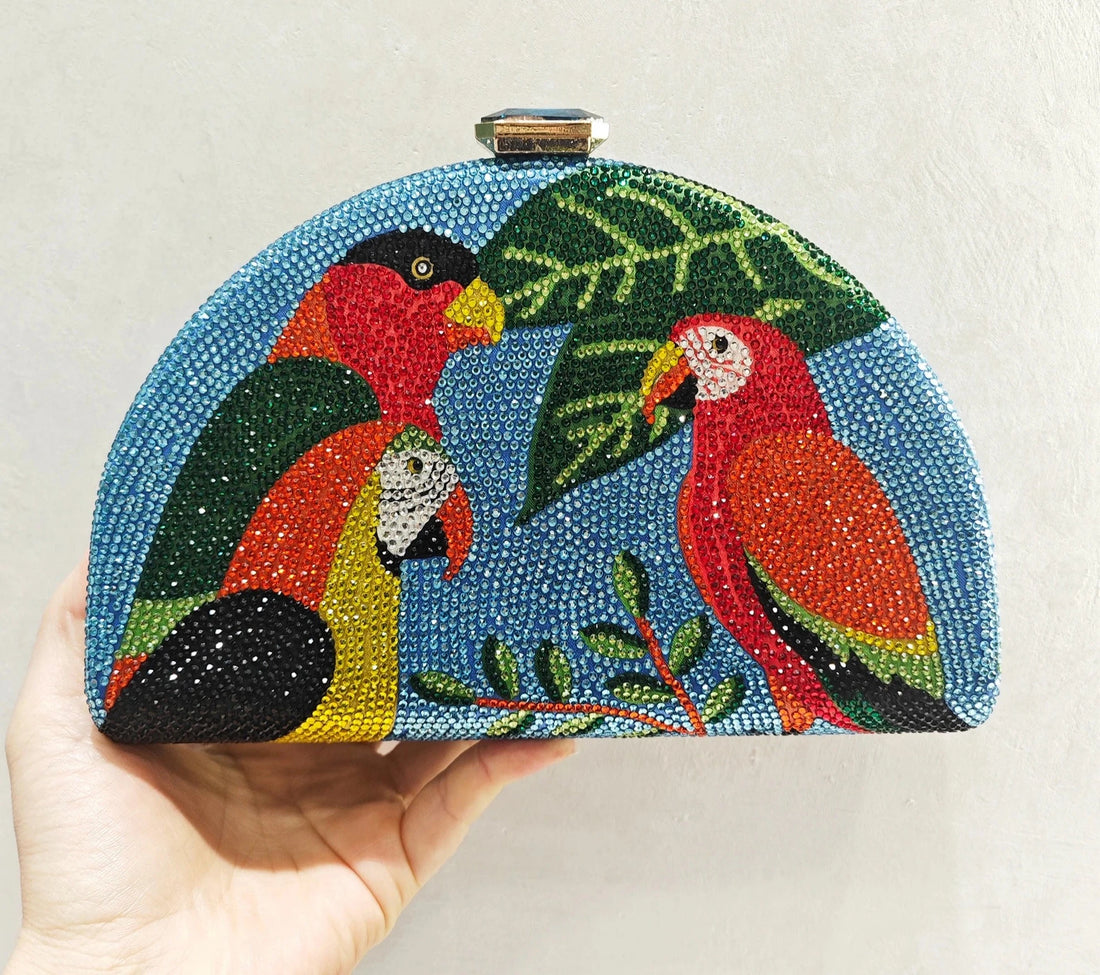 Parrot Crystal Clutch Bag