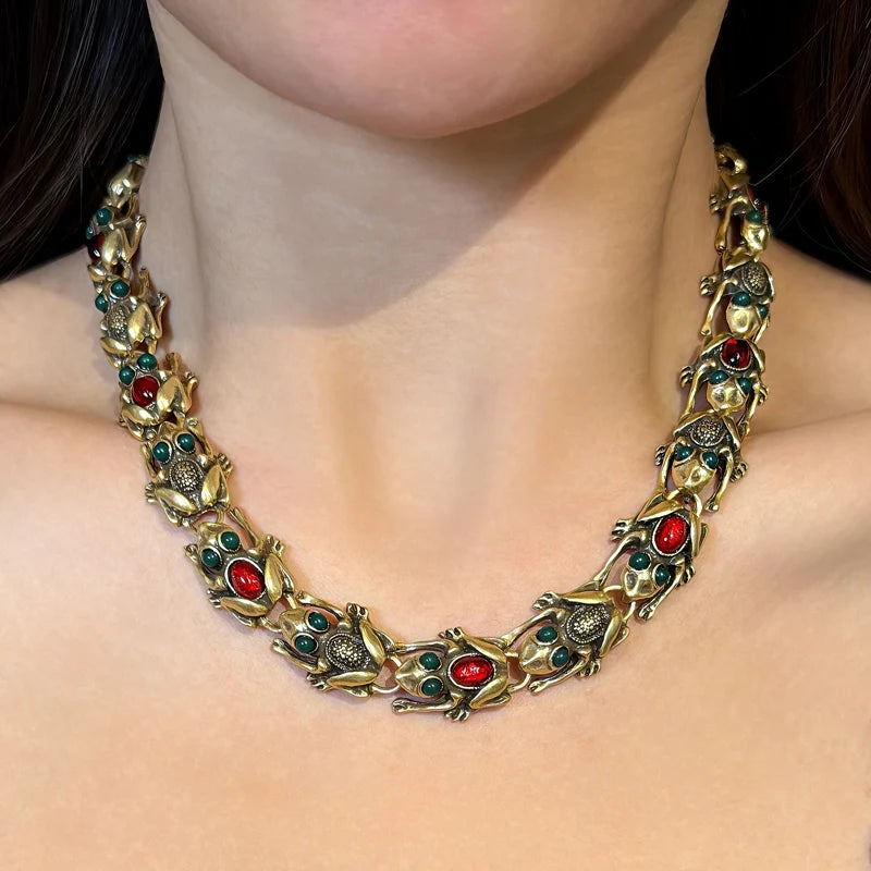 18K Gold Frog Plated Necklace