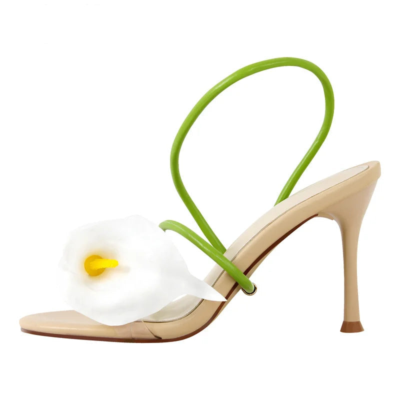 Open Toe Flower Petal Heels