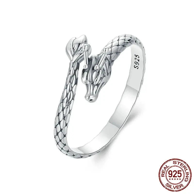 Sterling Silver Dragon Open Ring - Floral Fawna