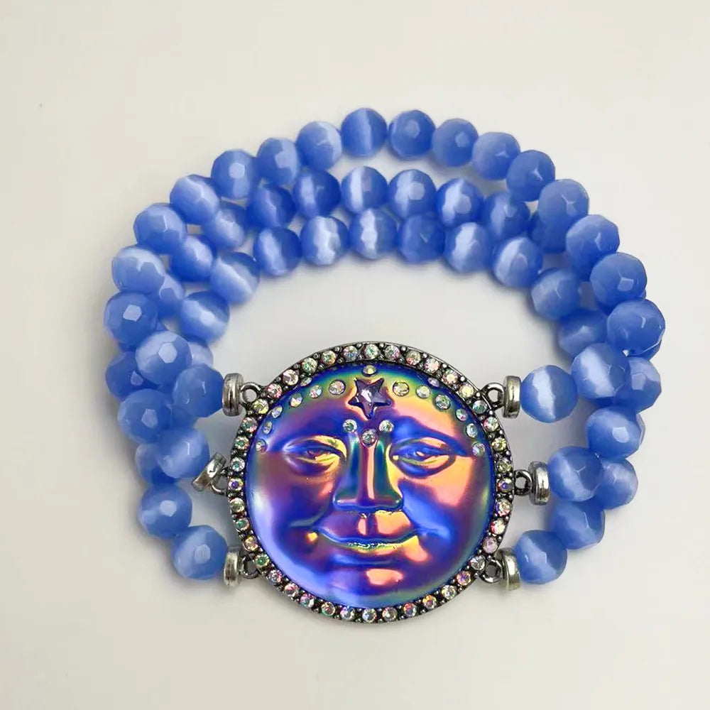 Holographic Moon Face Bracelet - Floral Fawna