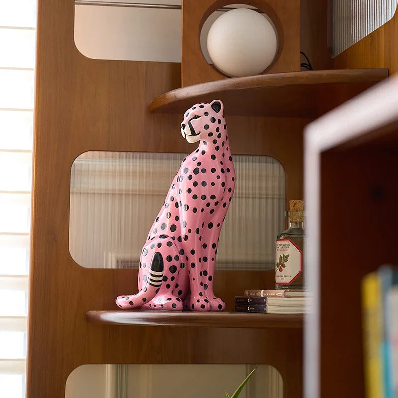 Pink Leopard Sculpture