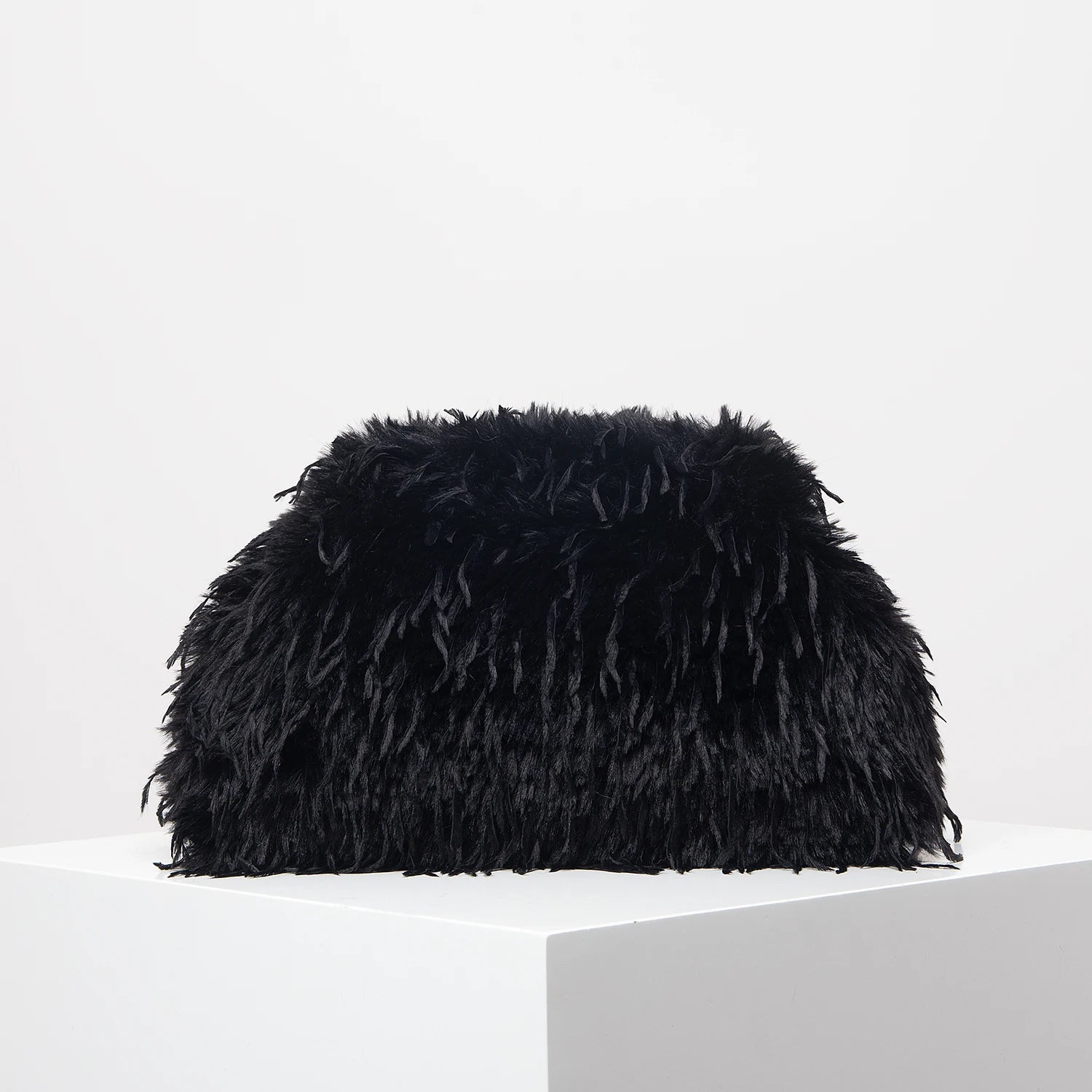 Oversized Faux Feather Clutch Bag