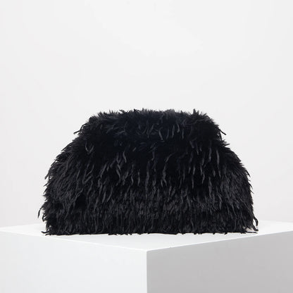 Oversized Faux Feather Clutch Bag