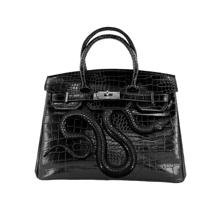 3D Faux Croc Skin Snake Bag