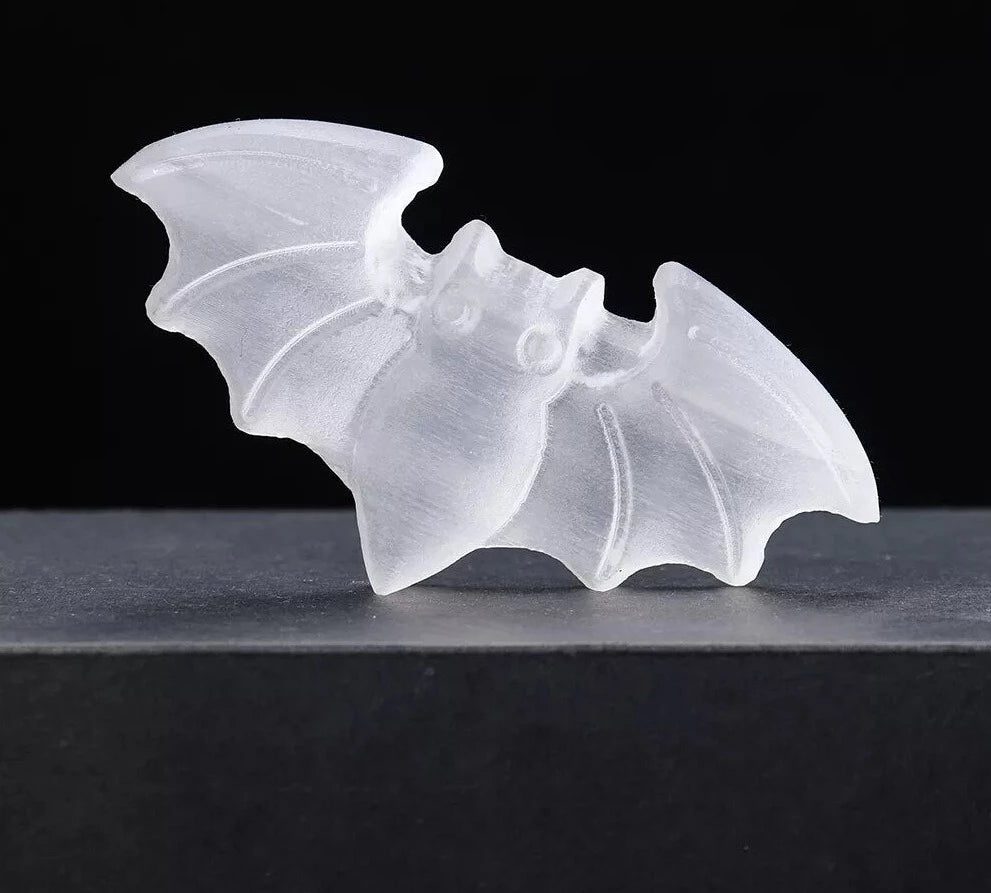 Selenite Bat Crystal - Floral Fawna