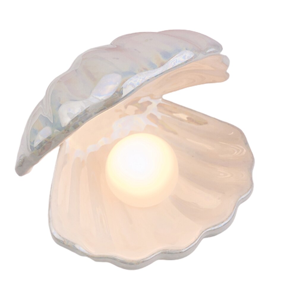 Ceramic Clam Shell Pearl Night Light - Floral Fawna