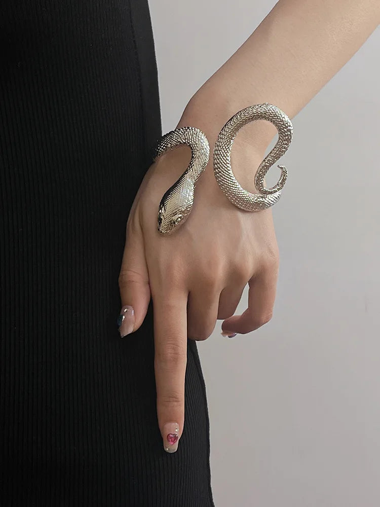 Textured Snake Open Bracelet - Floral Fawna