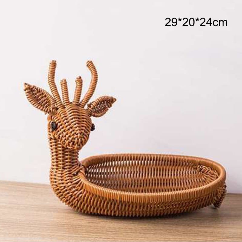 Rattan Animal Fruit Basket - Floral Fawna