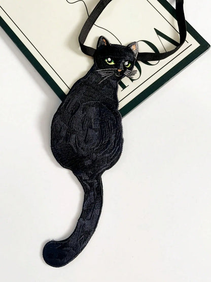 Embroidered Black Cat Tie