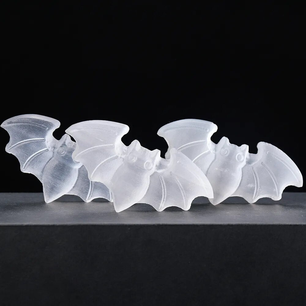 Selenite Bat Crystal - Floral Fawna