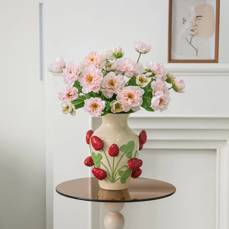 Strawberry Plant Ceramic Vase