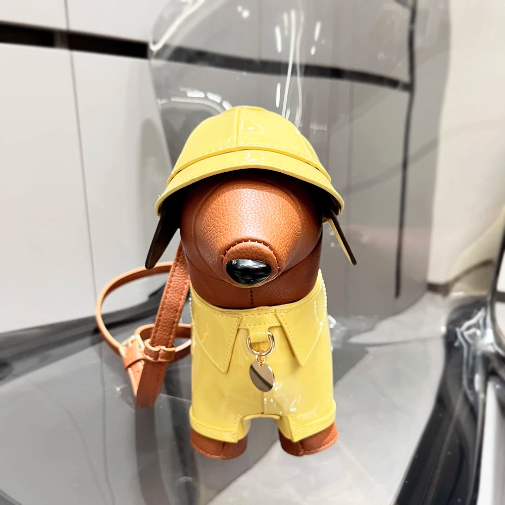 Dachshund In Rain Coat Crossbody Bag - Floral Fawna