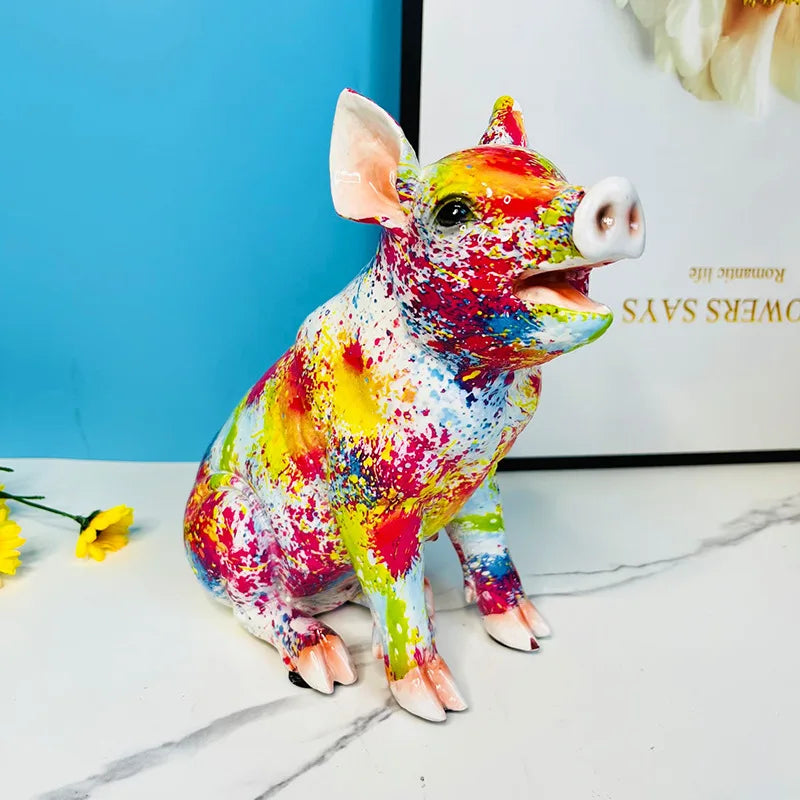Abstract Pig Sculpture - Floral Fawna