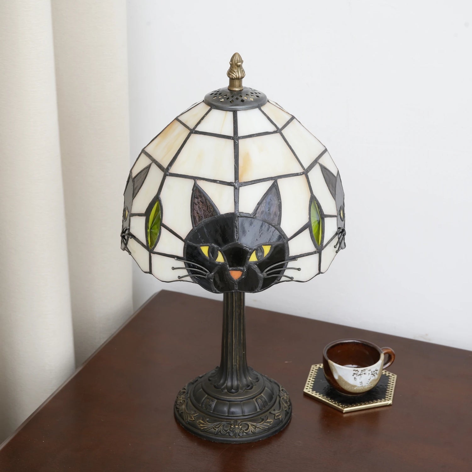 Cat Stained Glass Lamp