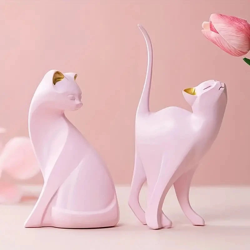 Resin Cat Sculpture - Floral Fawna