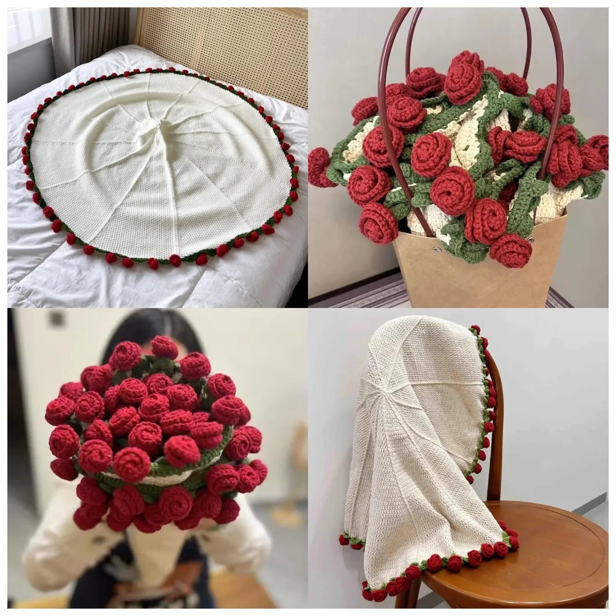 Red Rose Trim Circular Blanket