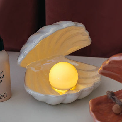 Ceramic Clam Shell Pearl Night Light