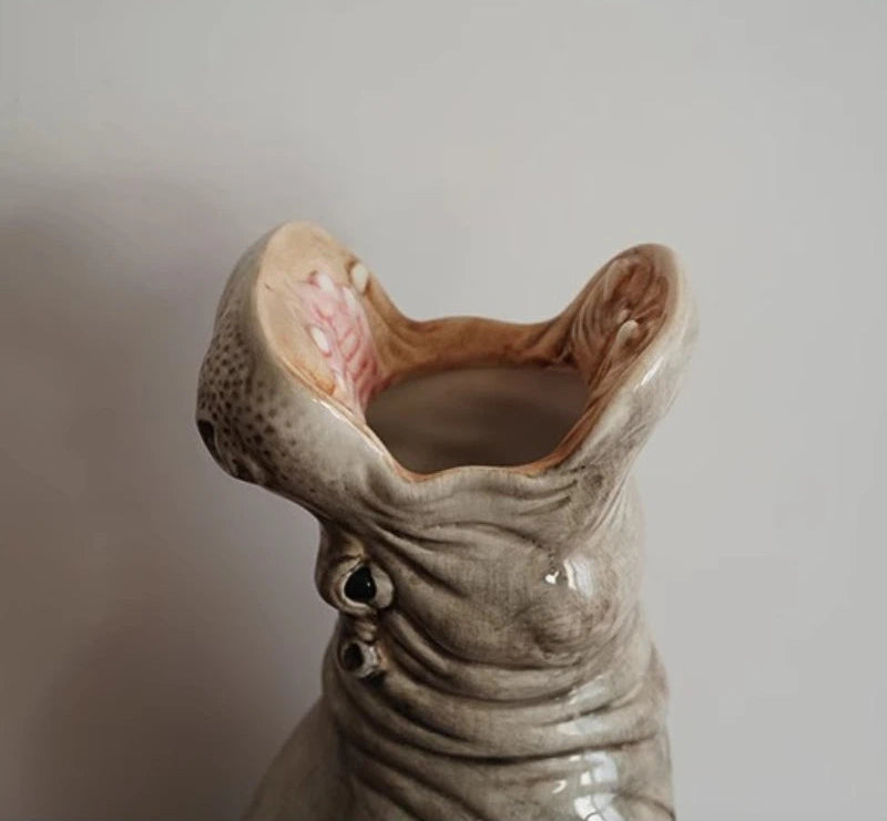 Hippopotamus Ceramic Vase