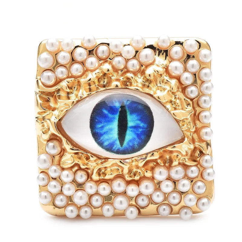 Pearl and Eye Square Brooch