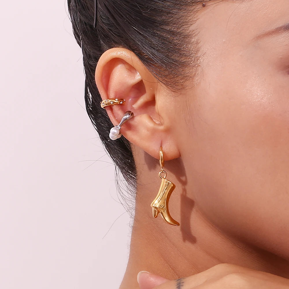18K Gold Plated Pearl Ear Clips
