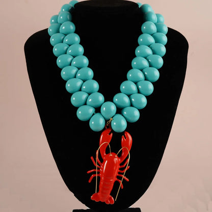 Statement Beaded Lobster Necklace