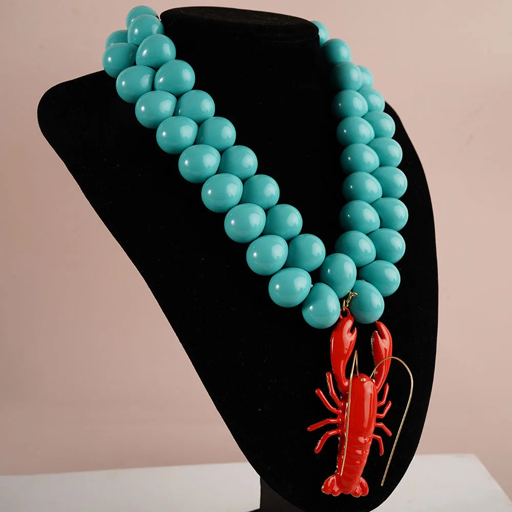 Statement Beaded Lobster Necklace