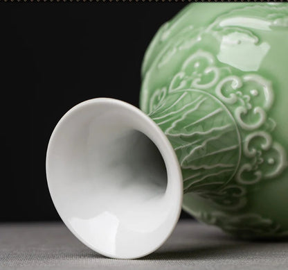Ceramic Patterned Green Vase