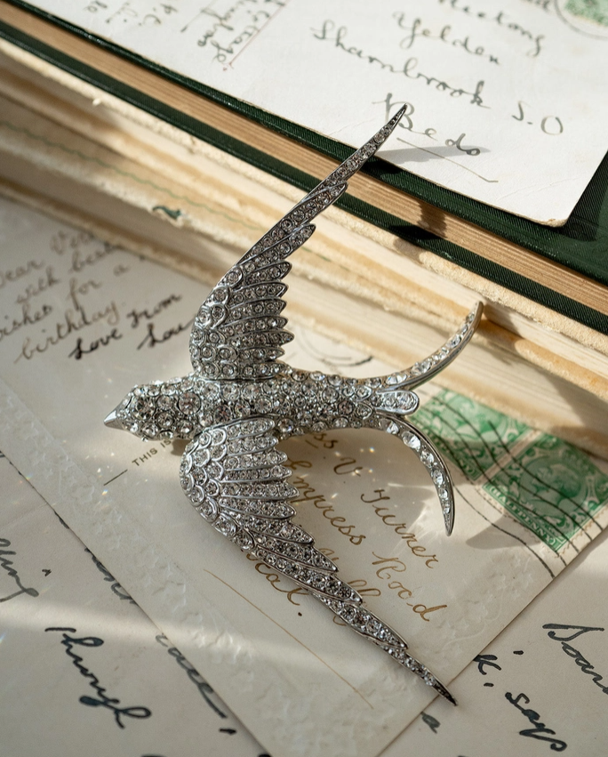 Pave Swallow Brooch