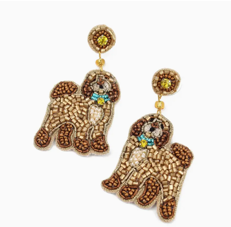 Beaded Dog Earrings