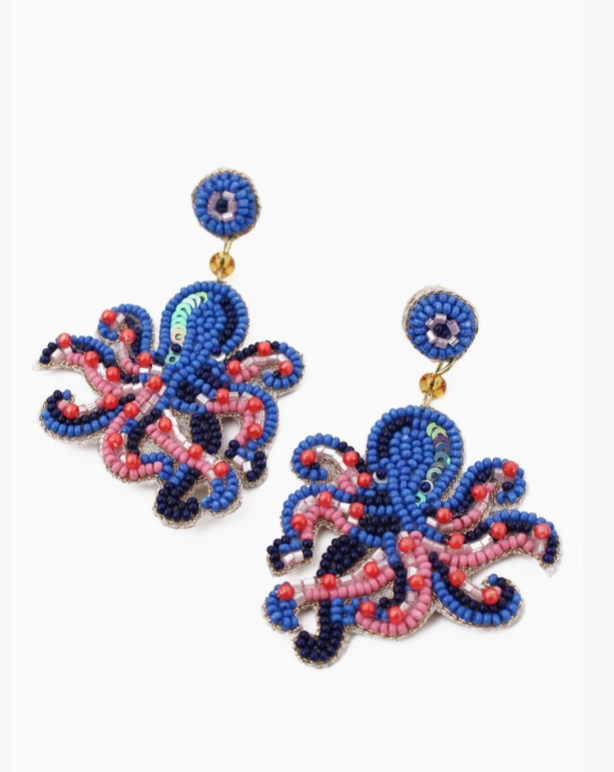 Beaded Octopus Earrings