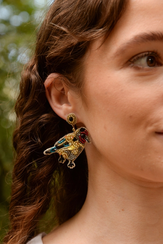 Beaded Goldfinch Earrings