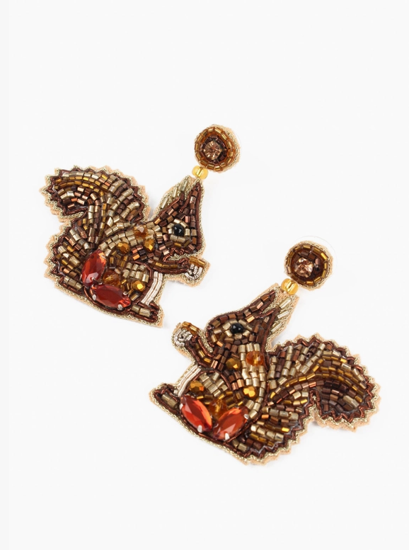 Squirrel Beaded Earrings