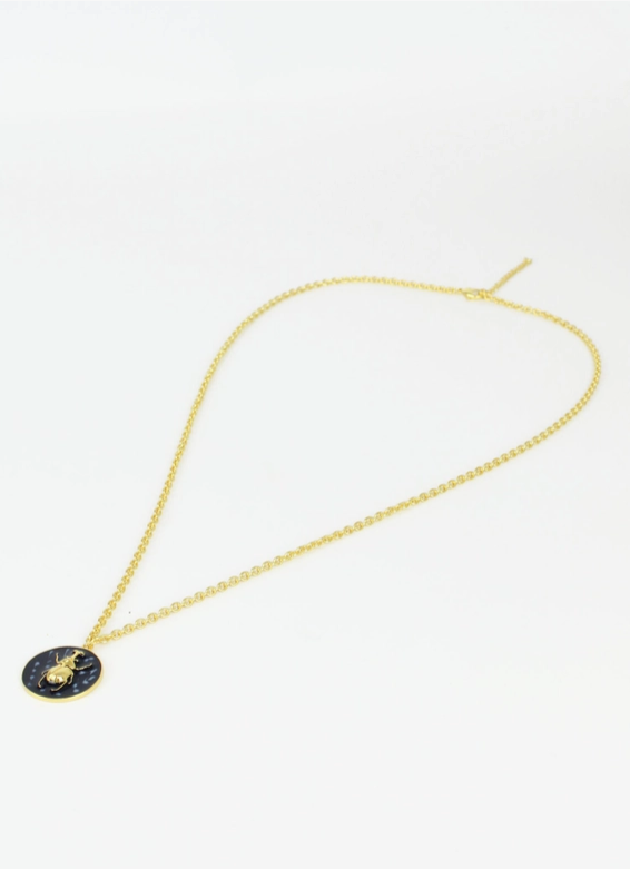 Enamel Beetle Necklace