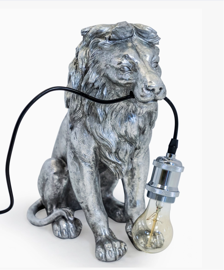 Silver Lion Table Lamp