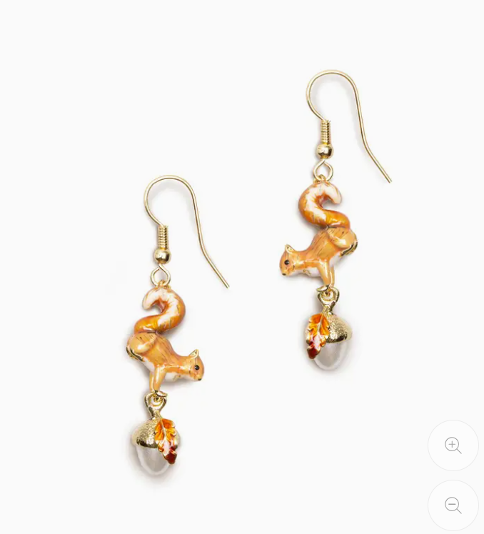 Squirrel &amp; Acorn Drop Earrings