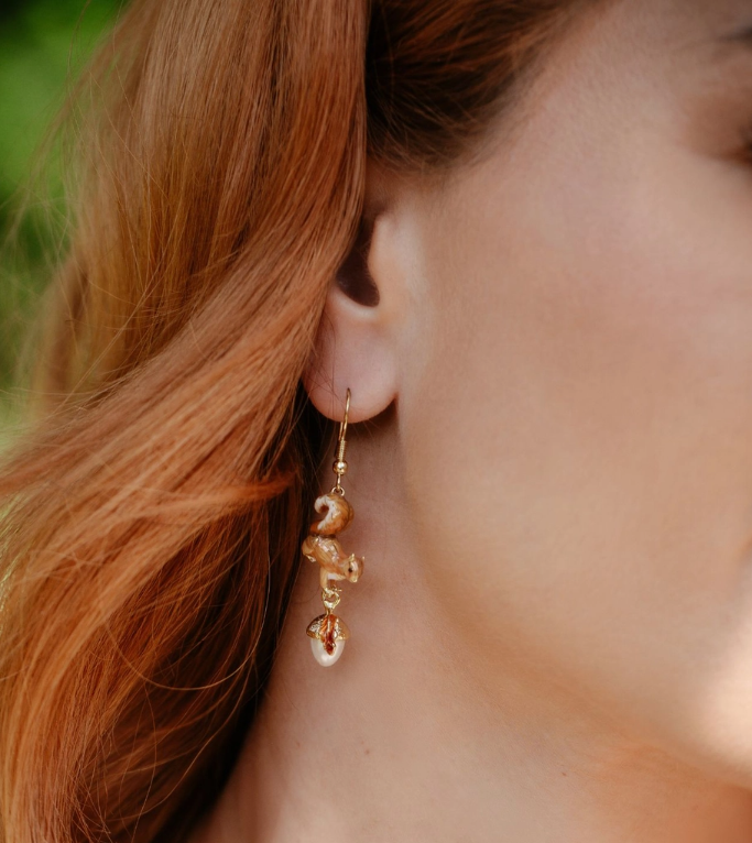Squirrel &amp; Acorn Drop Earrings