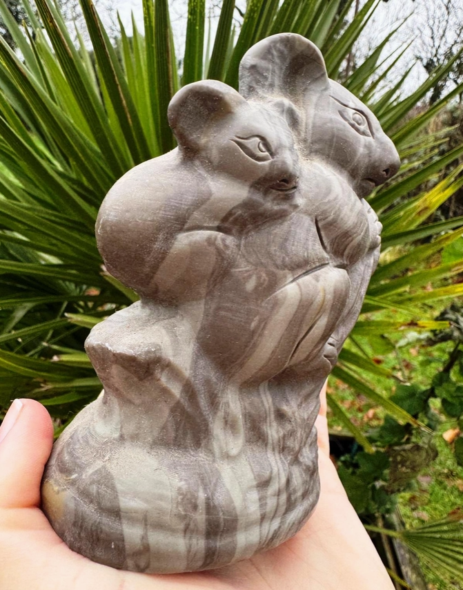 Koala &amp; Baby Carved Crystal