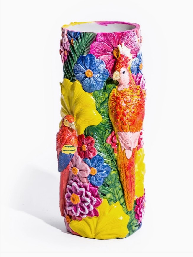 Tropical Parrot Vase