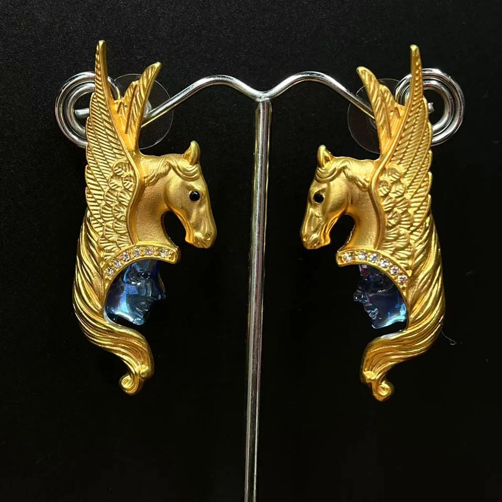 Statement Pegasus Earrings - Floral Fawna