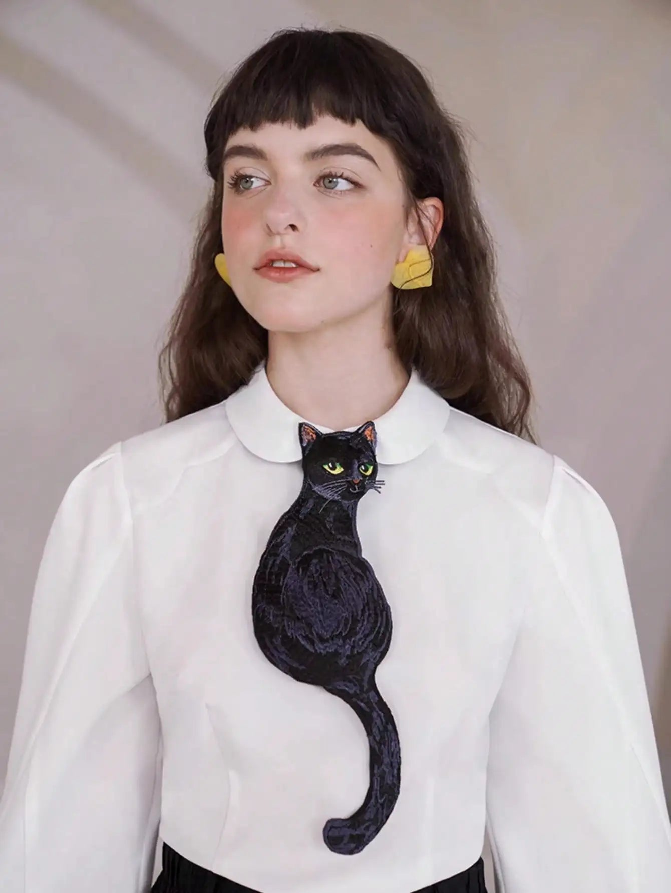 Embroidered Black Cat Tie