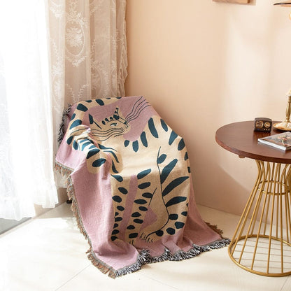 Pink Tabby Cat Throw - Floral Fawna