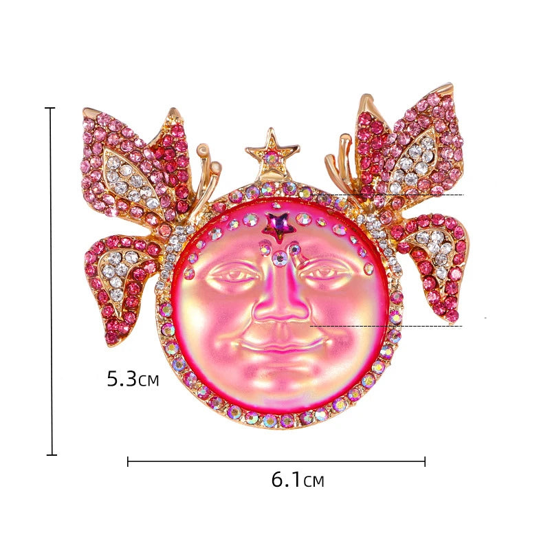 Holographic Butterfly Face Brooch - Floral Fawna